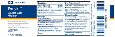 Image Of Kendall Antimicrobial Cleanser Label (Image Of 4 Ounce Label)